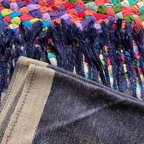 AMAWATERWAYS BLUE AND WHITE PASHMINA SCARF - Picture 3 of 4